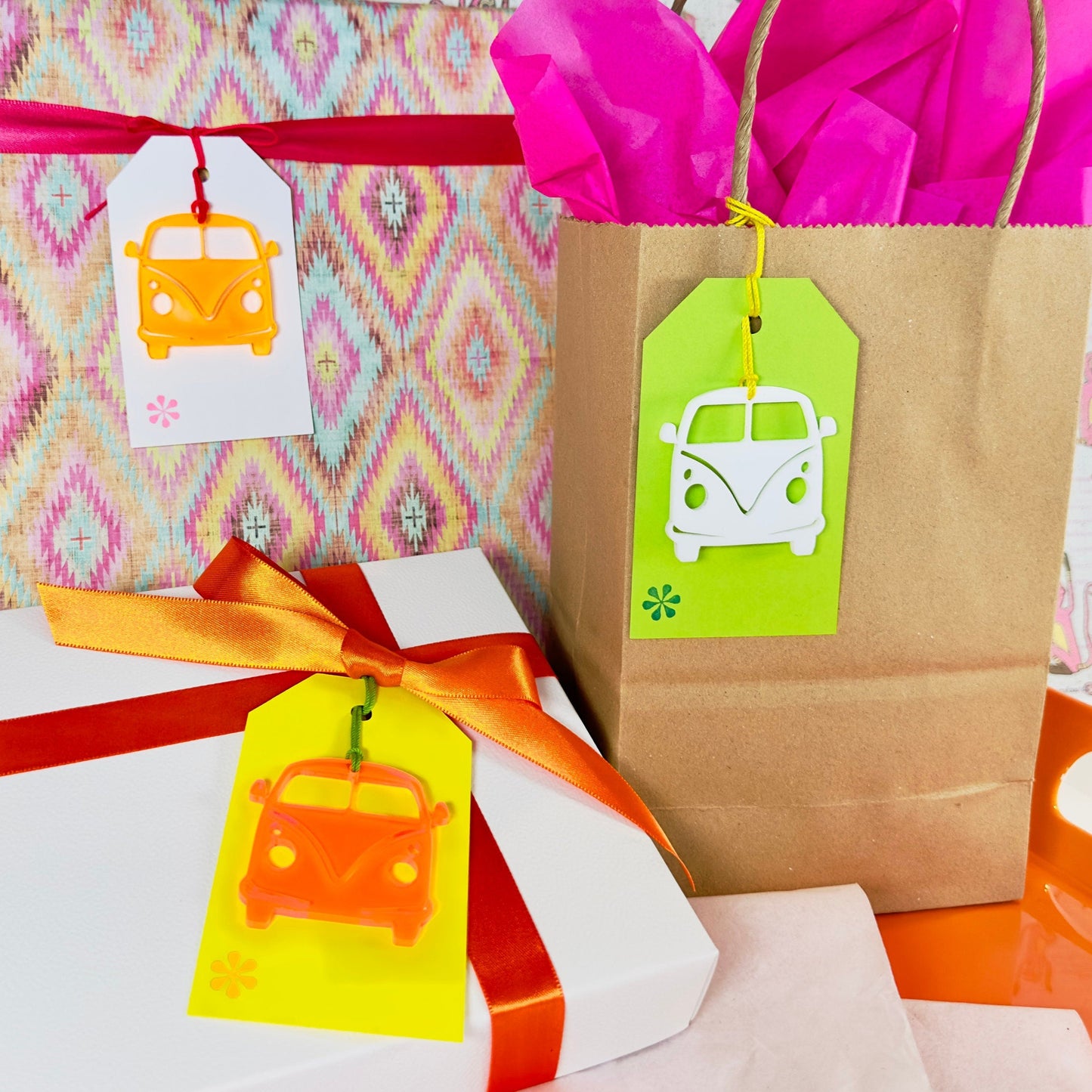 Acrylic VW Bus Gift Tag