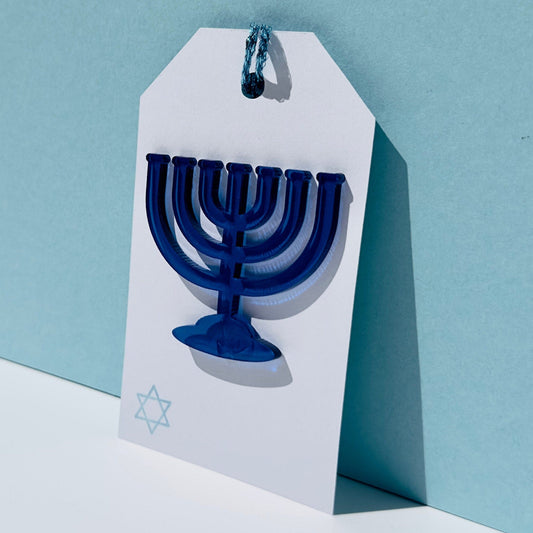 Acrylic Menorah Gift Tag