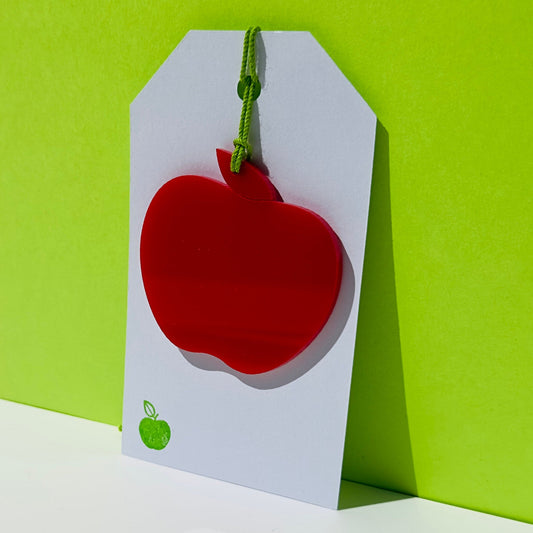 Acrylic Red Apple Gift Tag