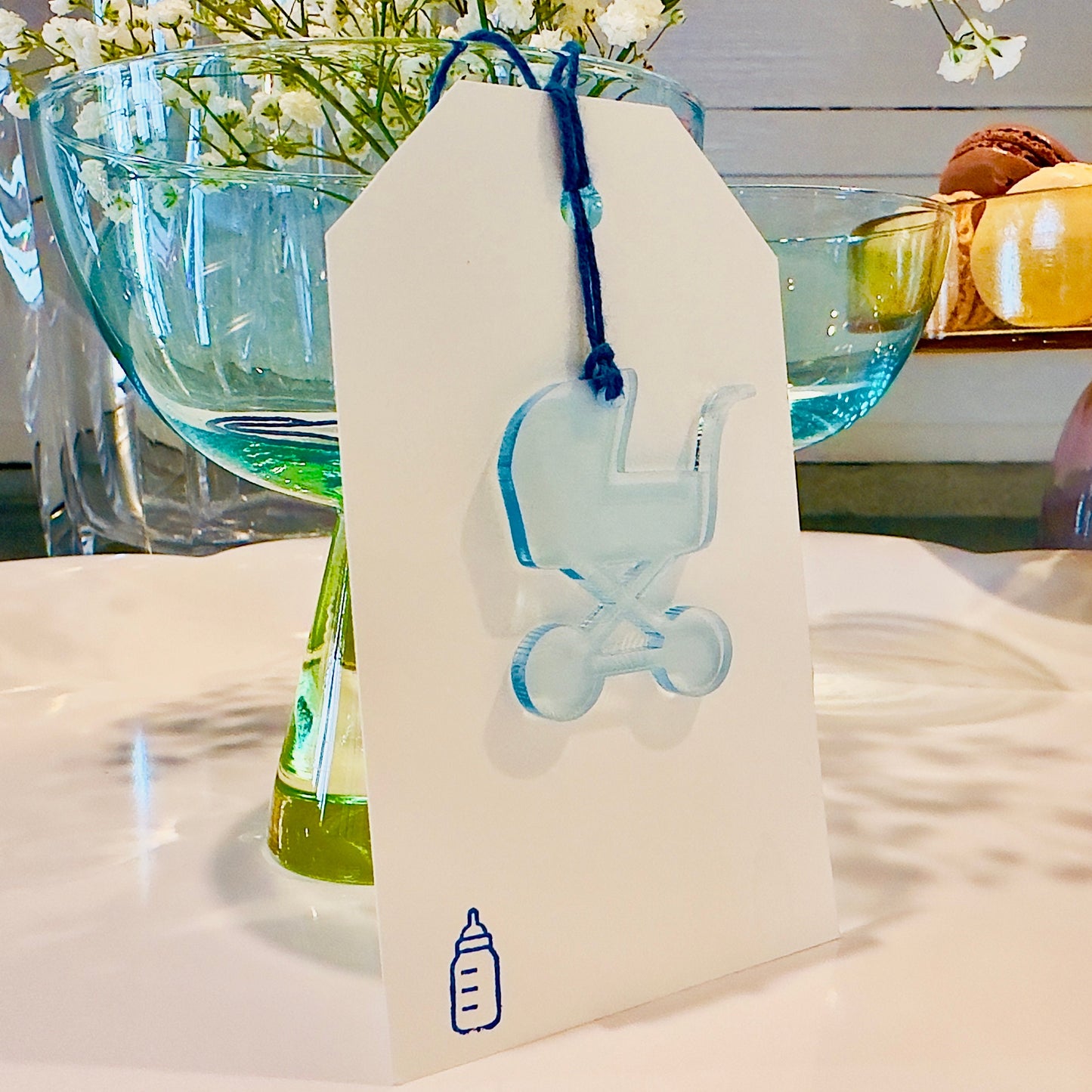 Acrylic Baby Stroller Gift Tag
