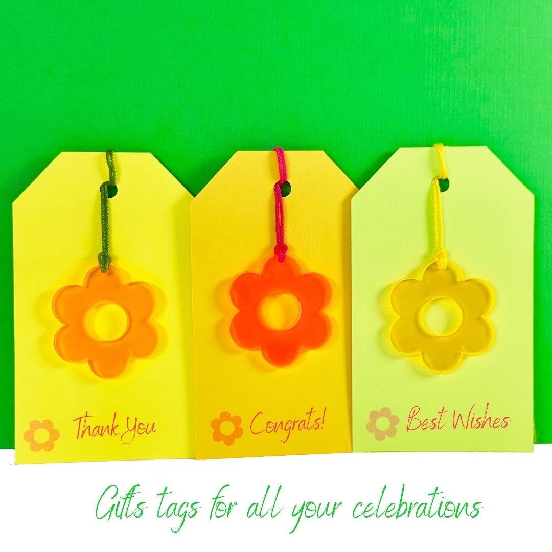 Acrylic Neon Daisy Gift Tag