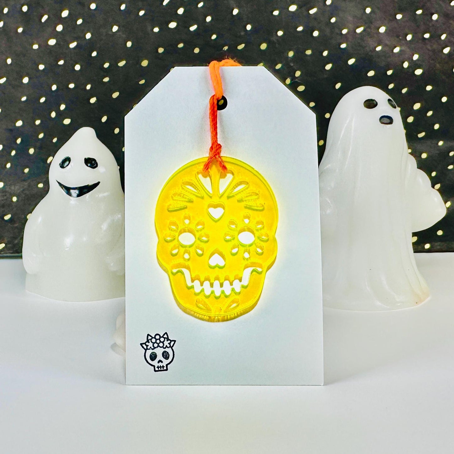 Acrylic Sugar Skull Gift Tag