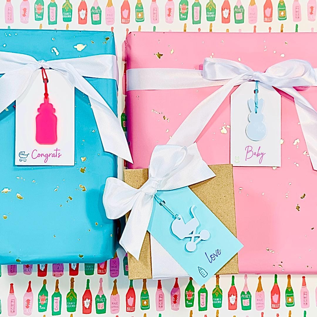 Acrylic Baby Stroller Gift Tag