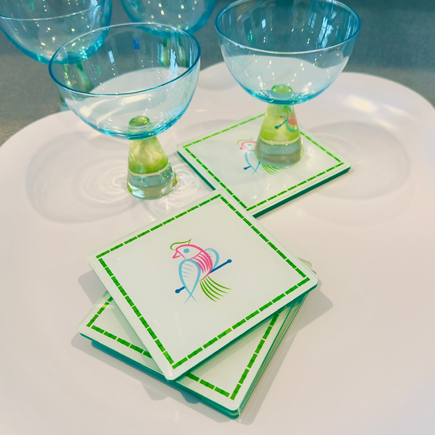 Mahjong Bam Bird Coaster Set