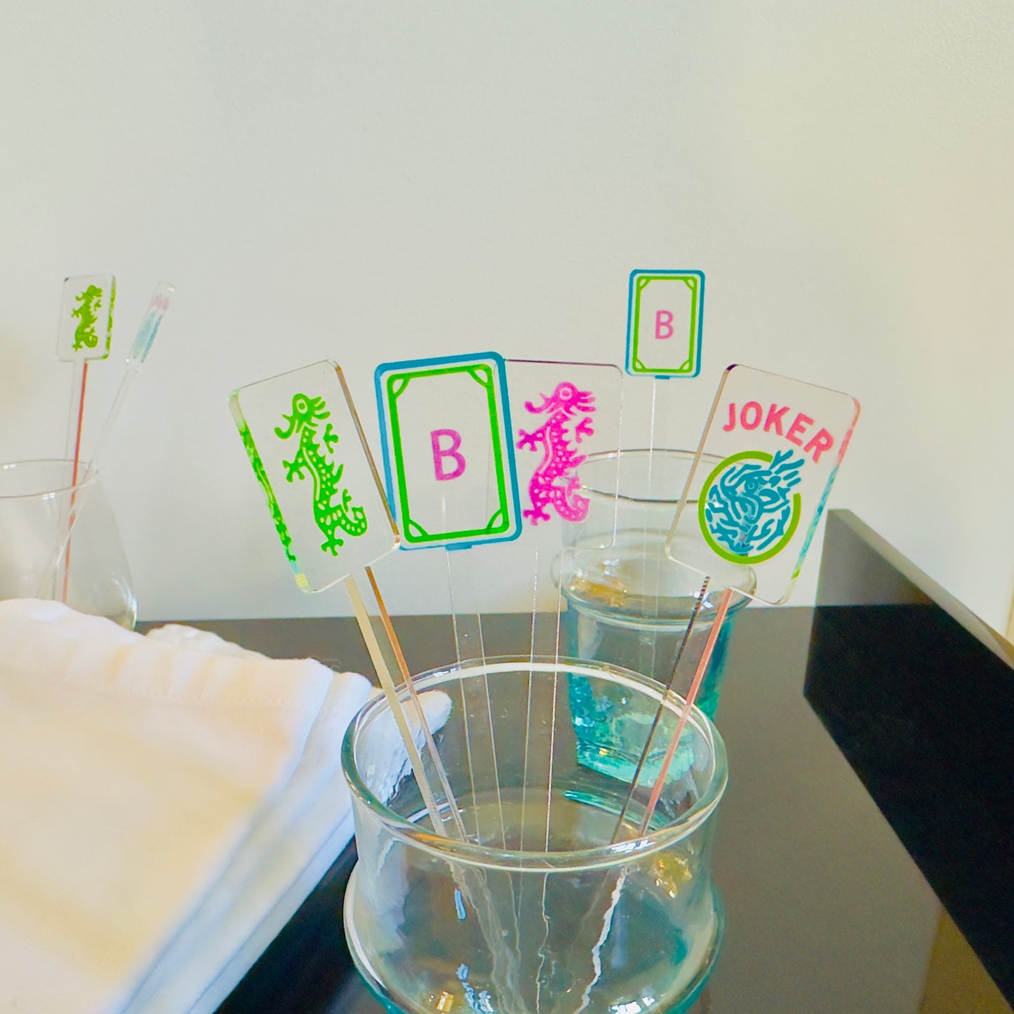 Mahjong Dragons Acrylic Drink Stirrers