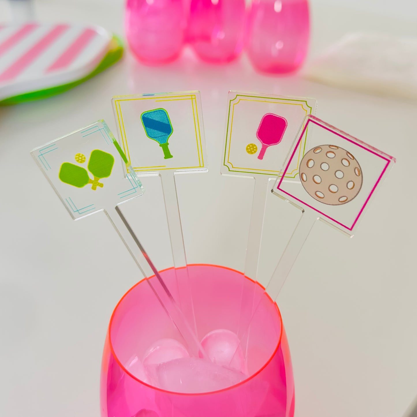 Pickleball Tournament Acrylic Drink Stirrers