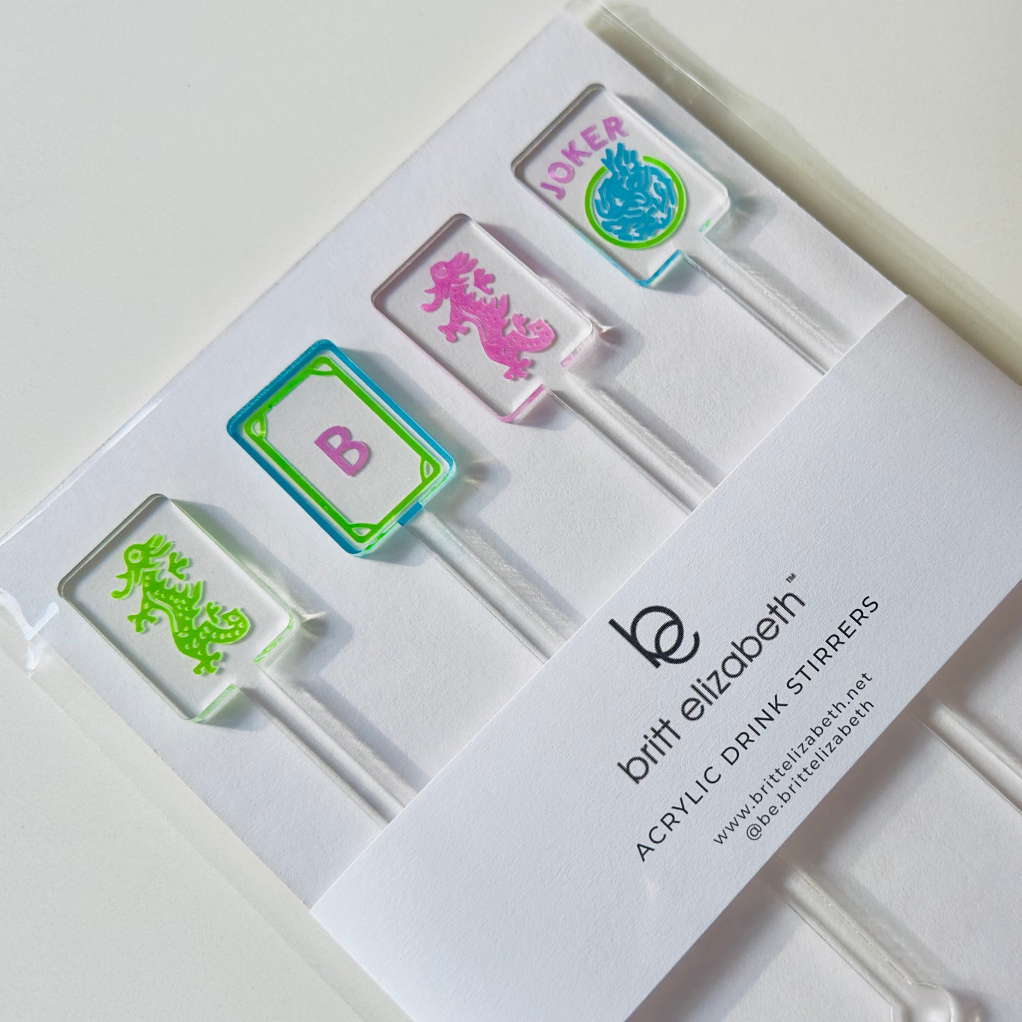 Mahjong Dragons Acrylic Drink Stirrers