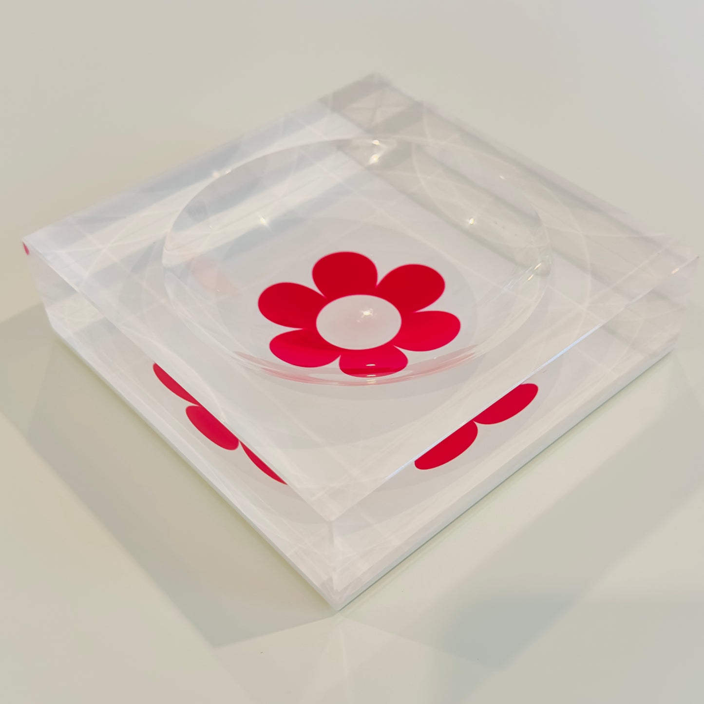 Acrylic Pink Flower Bowl / Catch-All Dish
