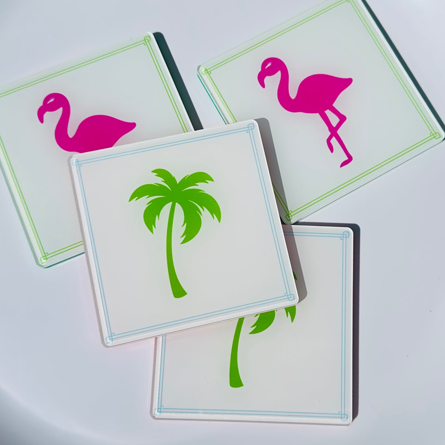 Tropical Flamingo & Palm Tree Coaster Set