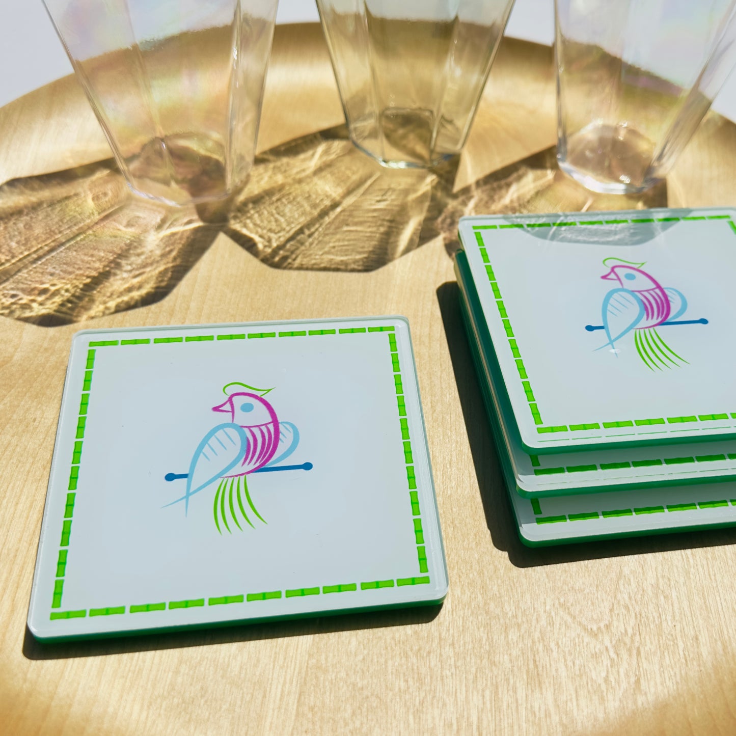 Mahjong Bam Bird Coaster Set