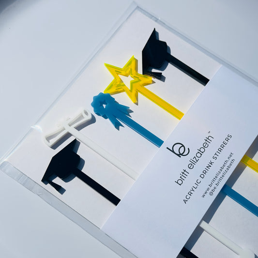Graduation Acrylic Drink Stirrers