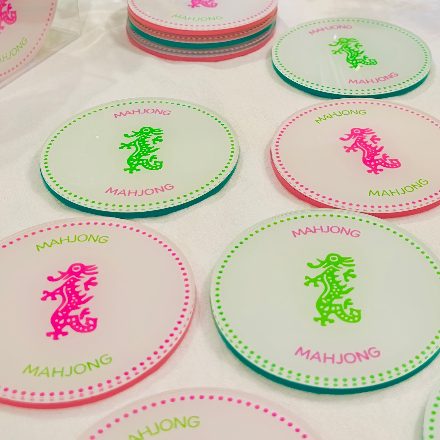 Mahjong Dragon Round Coaster Set
