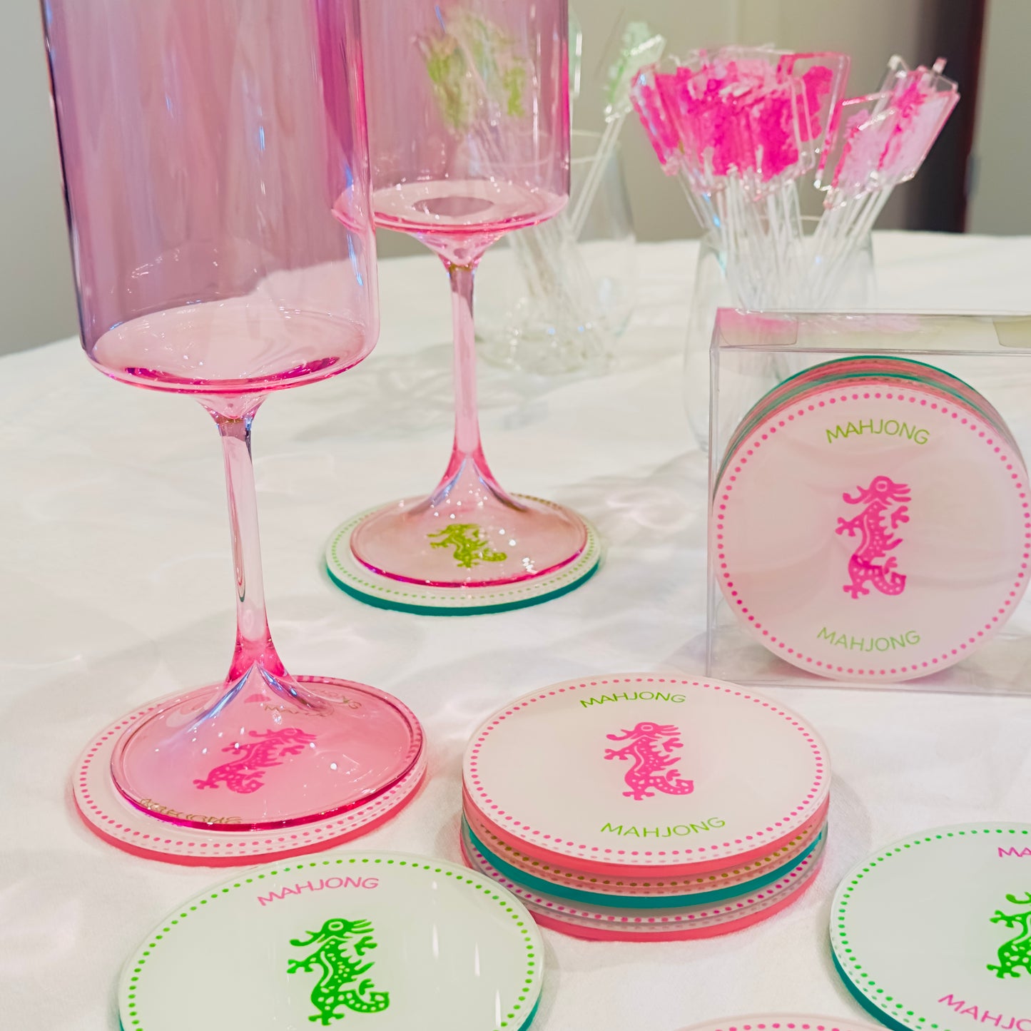 Mahjong Dragon Round Coaster Set