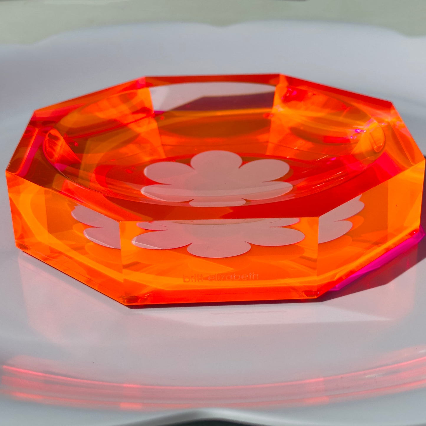 Neon Pink Daisy Bowl / Catch-All Dish