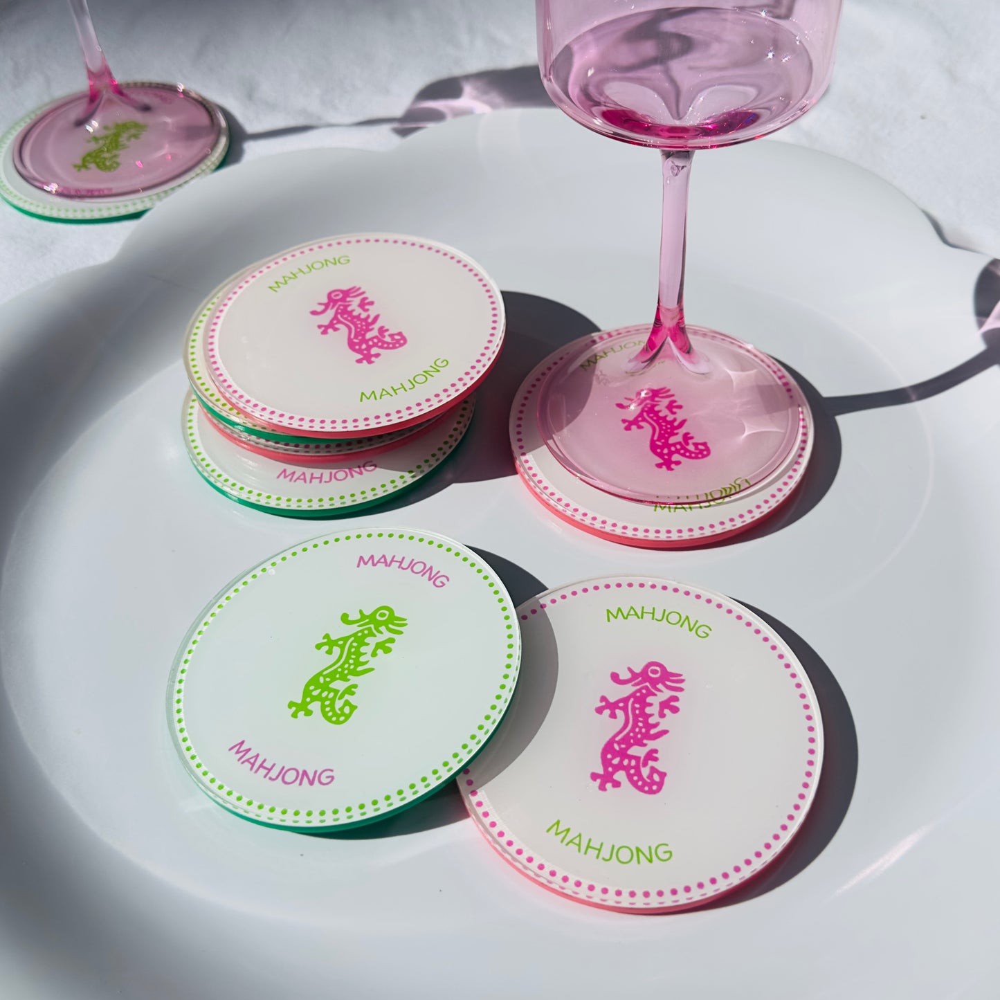 Mahjong Dragon Round Coaster Set