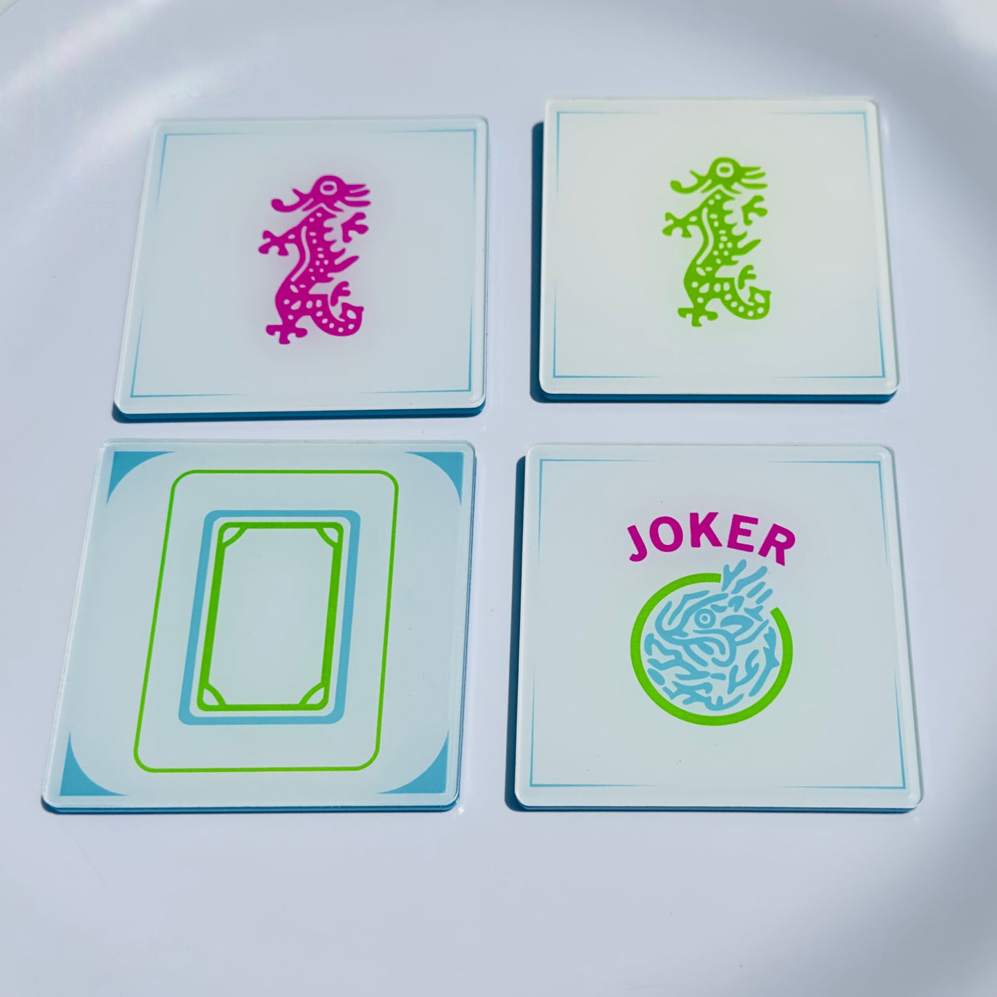 Mahjong Dragon Square Coaster Set