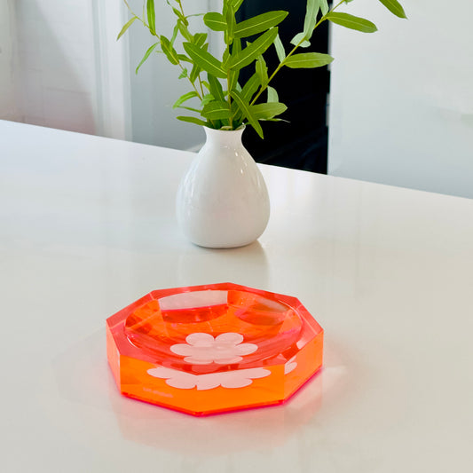 Neon Pink Daisy Bowl / Catch-All Dish