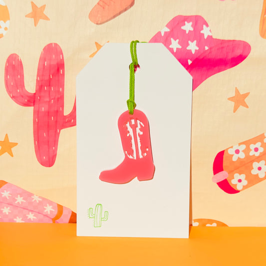 Acrylic Cowboy Boot Gift Tag
