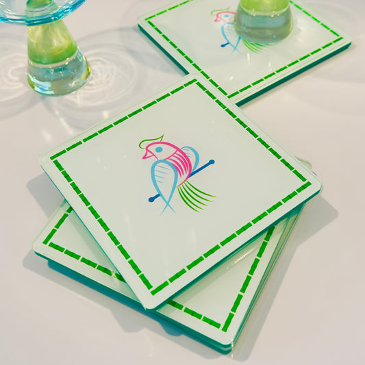 Mahjong Bam Bird Coaster Set