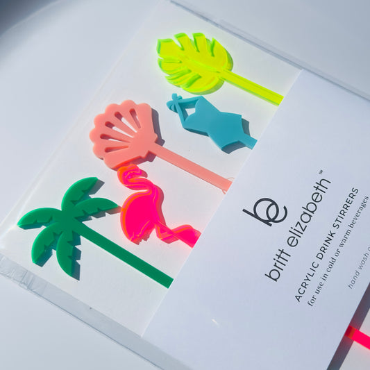 Palm Beach Vibes Acrylic Drink Stirrers