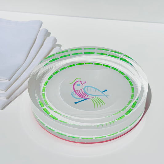Acrylic Round Mahjong Bird Bam Bowl / Catch-All Dish