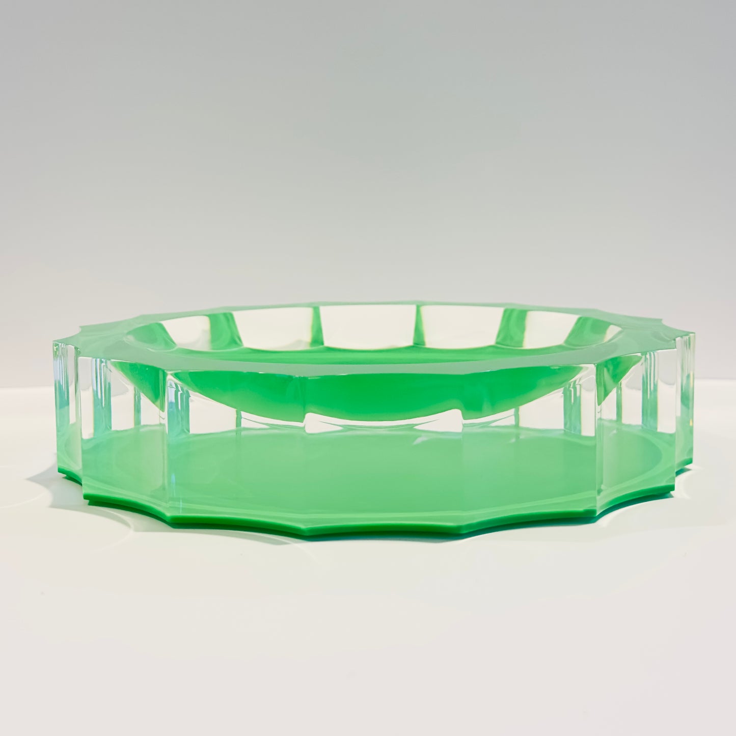 Green octagonal dish on a white background