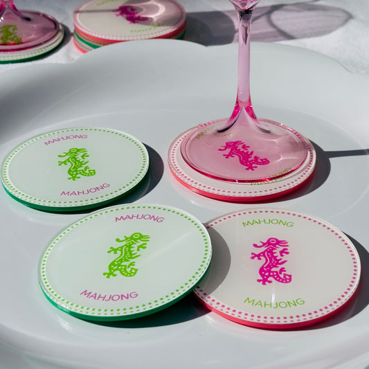 Mahjong Dragon Round Coaster Set